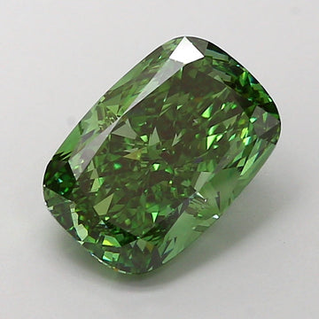 Experience Luxury 3.26 CT Cushion Shape Fancy Vivid Green Color VS1 Clarity Moissanite Diamond For Custom Ring