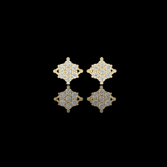 0.49 TCW Elegant Lab Diamond Cluster Stud Earrings with Round Floral Inspired Design For Occasion