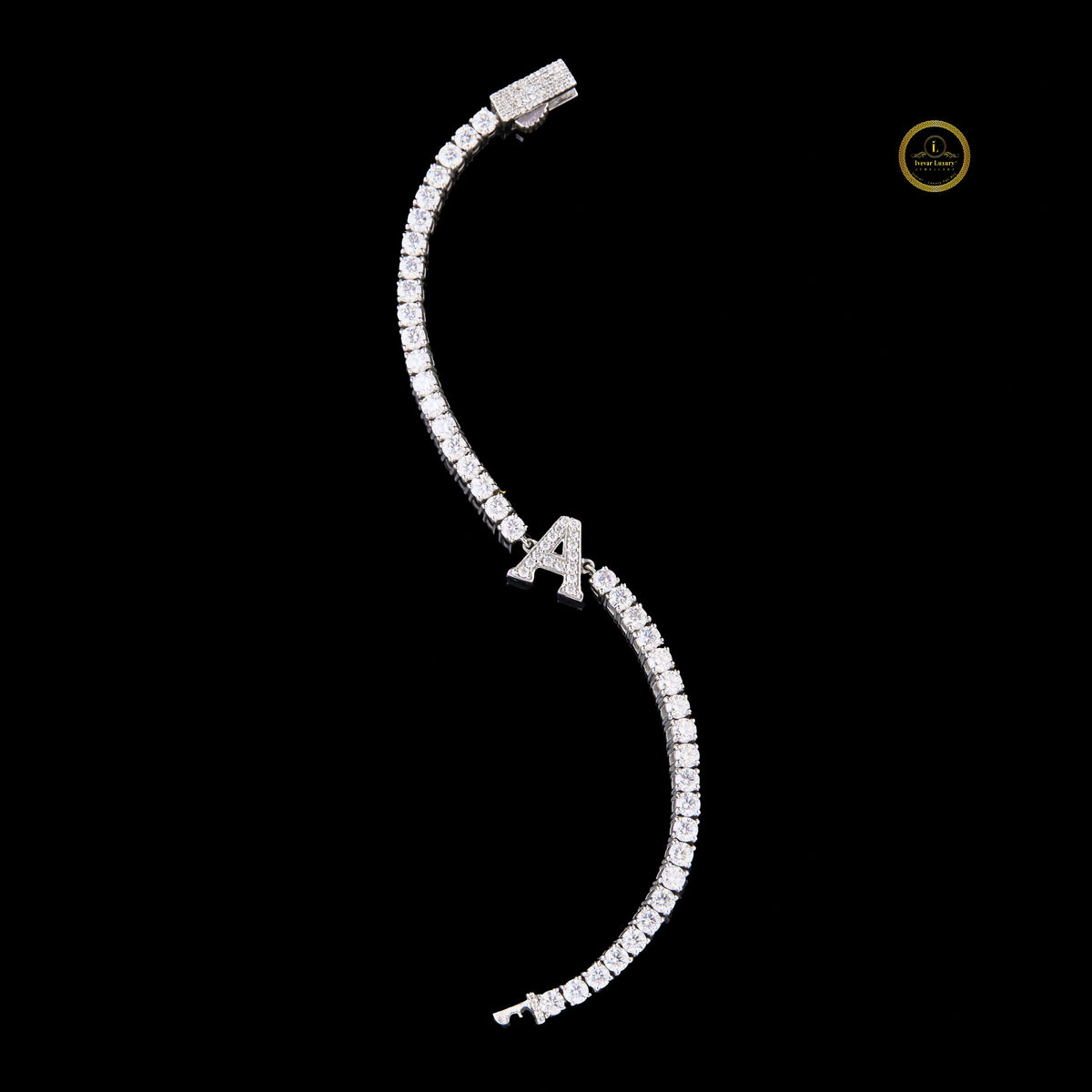 Luxury Pave Letter A Tennis Bracelet - view 4