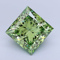 Luxury 4.28 CT Princess Shape Fancy Vivid Green Color VS2 Clarity Moissanite Diamond For Gift Ring