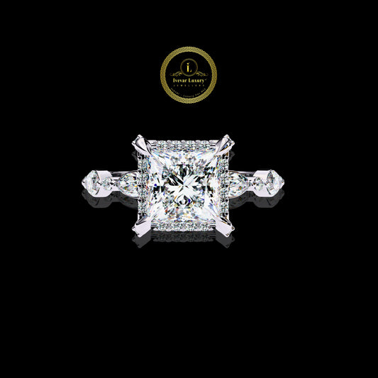 Sparkling Lab Grown Diamond Solitaire Ring Solid Real Gold Engagement Jewelry