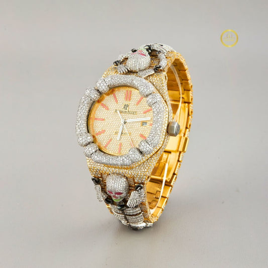 Ivevar's Golden Radiance - Custom Moissanite Diamond Watch with Premium Gold
