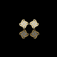 0.32 TCW Hand Finished Sculptural Floral Moissanite Diamond Stud Earrings Sustainable Luxury Jewelry For Gift