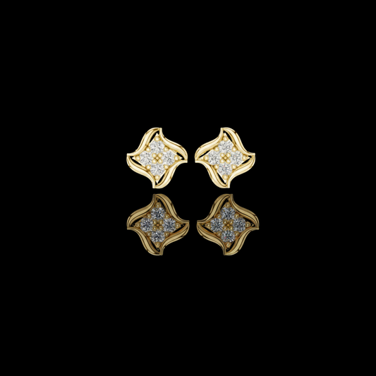 0.32 TCW Hand Finished Sculptural Floral Moissanite Diamond Stud Earrings Sustainable Luxury Jewelry For Gift