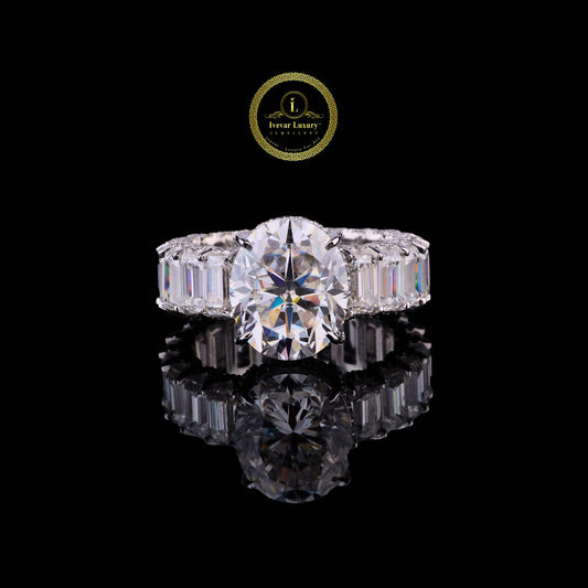 Women Oveal Cut Lab Grown Diamond  With Bugget Diamond Full Bling Bling Ring by Ivevar