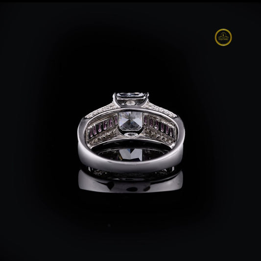 Vintage Floral Silver Bridal Band Dainty & Timeless Moissanite Diamond Wedding Ring