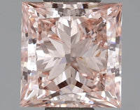 Shiny 1.00 CT Princess Shape Fancy Intense Pink Color VS1 Clarity Lab Grown Diamond For Silent Flame