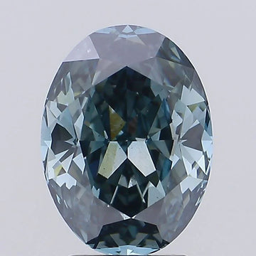 Sparkling Of 3.31 CT Oval Shape Fancy Deep Blue Green Color VS2 Clarity Moissanite Diamond For Gold Silence