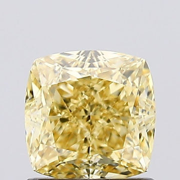 Luxurious 1.04 CT Cushion Shape Fancy Intense Yellow Color VVS1 Clarity Lab Grown Diamond For True North