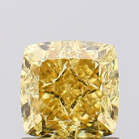 Bright Fancy Vivid Yellow Color VS1 Clarity 1.09 CT Cushion Shape Moissanite Diamond For her Ring