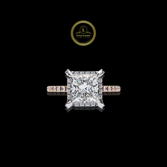 Unique Custom Gold Wedding Ring Set Featuring Lab Grown Diamond for Brides