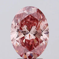 Luxury Of 3.01 CT Oval Shape Fancy Vivid Pink Color VS2 Clarity Moissanite Diamond For Deep Gold