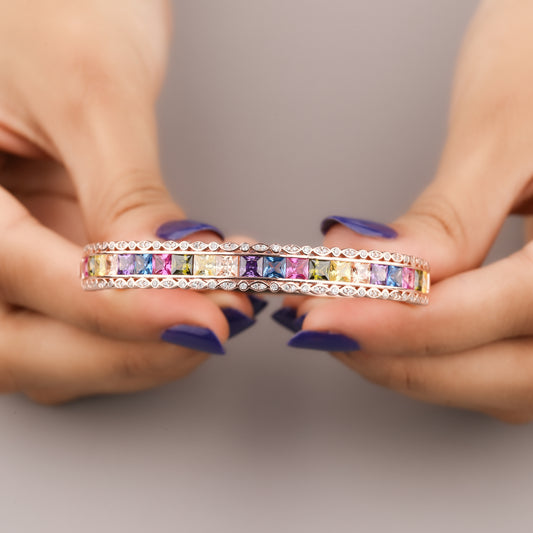 Rainbow sapphire luxury oval link bracelet by Ivevar