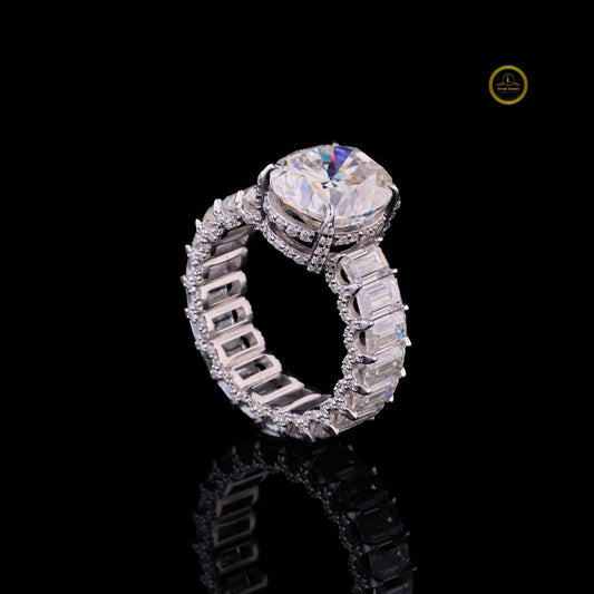 Oval Cut Ring with Baguette Side Stones - view 2
