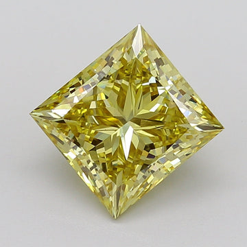 Dazzling 6.02 CT Princess Shape Fancy Intense Yellow Color VS2 Clarity Moissanite Diamond For Birthday Ring