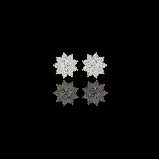 1.00 CT Radiant Floral Inspired Cluster Moissanite Diamond Stud Earrings Crafted in Timeless Elegance