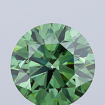 Custom Luxury 2.04 CT Round Shape Fancy Vivid Green Color VS2 Clarity Moissanite Diamond For Custom Ring