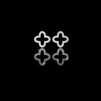 0.48 TCW Handcrafted Geometric Elegance with Pave Round Moissanite Diamond Brilliance Eternal Clover Stud Earring
