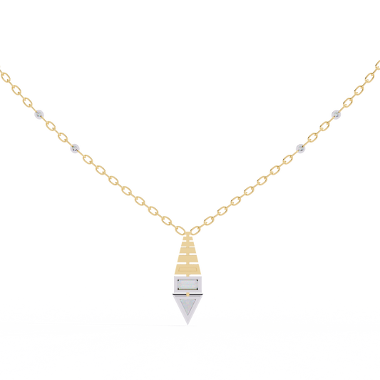 Emerald and Trillion Cut Lab Grown Diamond Necklace for Women - view 2