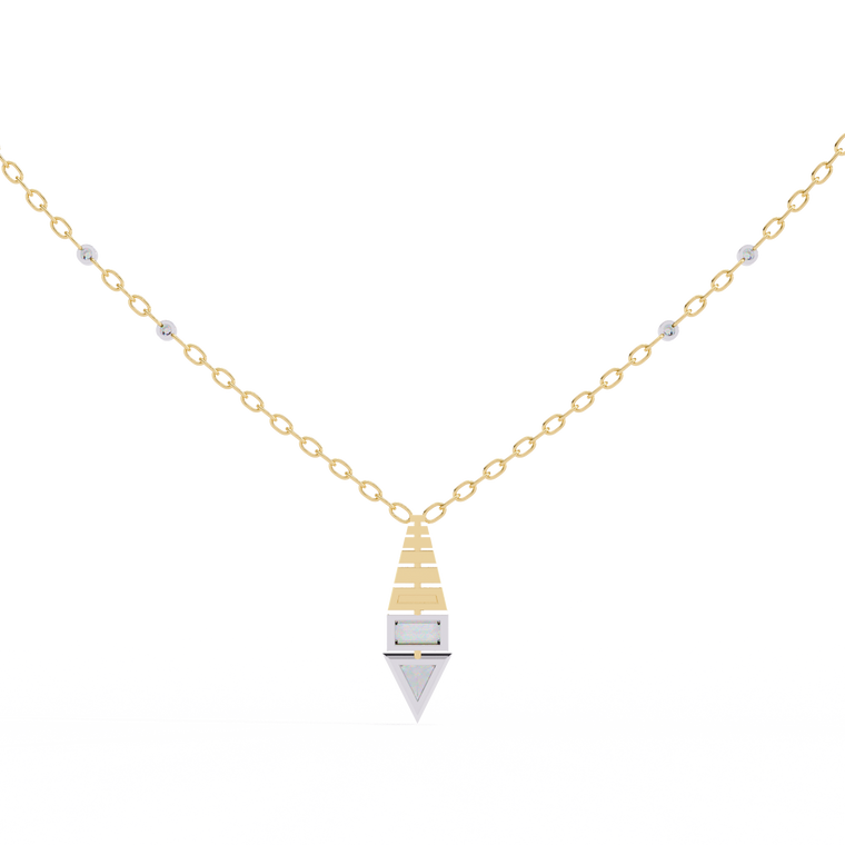 Emerald and Trillion Cut Lab Grown Diamond Necklace for Women - view 2