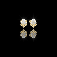 0.30 TCW Elegant Stem Motif Floral Clover Moissanite Diamond Earrings with Round Triple Diamond Cluster For Gift