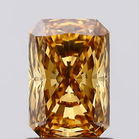 Unique VS2 Clarity 1.06 CT Radiant Shape Fancy Brown Yellow Color Lab grown Diamond For Propose Ring