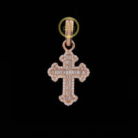 The Sovereign Cross Custom Baguette & Round Moissanite Diamond 3D Tiered Pendant By Ivevar