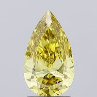Unique 1.51 CT Pear Shape Fancy Vivid Yellow Color VS1 Clarity Lab Grown Diamond For Soft Days
