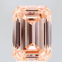 Shiny 3.07 CT Emerald Shape Fancy Intense Orange Color VVS2 Clarity Lab grown Diamond For Wedding Ring