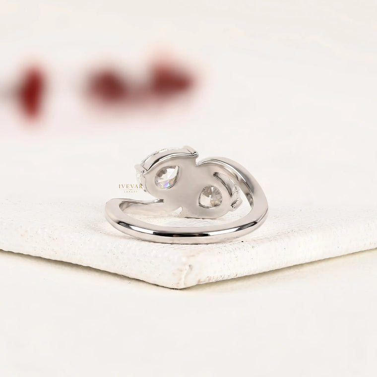 Pear Cut Toi et Moi Bypass Lab Diamond Engagement Ring - view 2