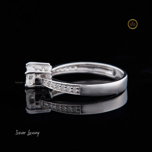 1CT D VVS Fancy Cut Diamond 925 Sterling Silver Engagement Rings By Ivevar