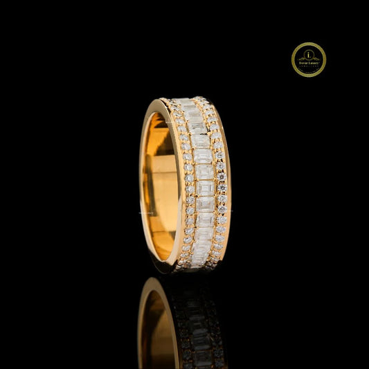 Emerald Cut Multi Row Eternity Band, Round Accents - view 2