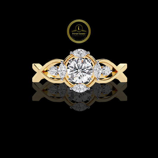 Modern Lab Grown Diamond Ring Sleek Gold Plated Sterling Silver Design