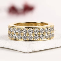 Two Row Round Cut Moissanite Diamond Full Eternity Wedding Band