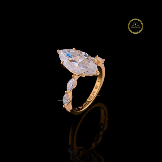Marquise Cut Moissanite Five Stone Engagement Ring - view 2