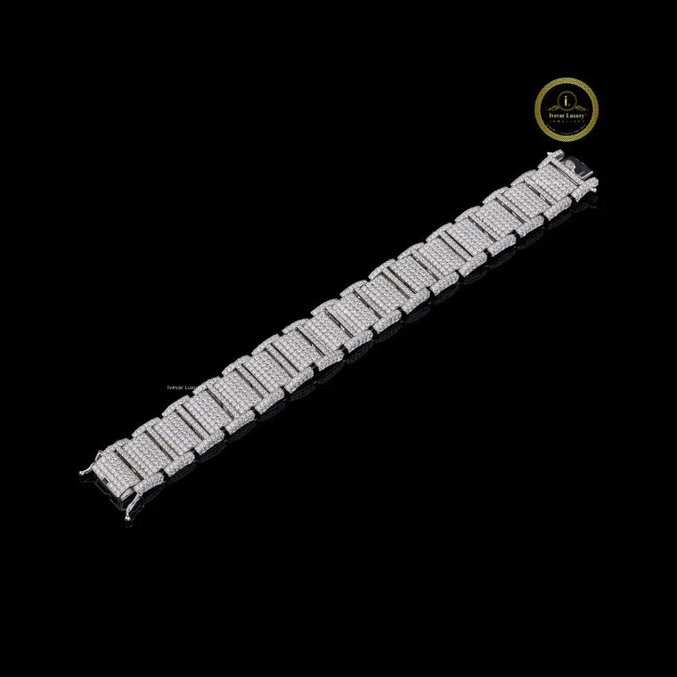 Iced Out Rectangular Cut Moissanite Link Bracelet - view 2