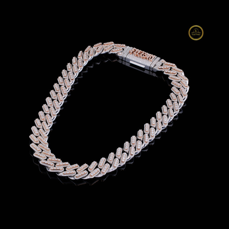 Custom Typography Clasp Capsule Link Chain Covered in Pave Moissanite - view 2