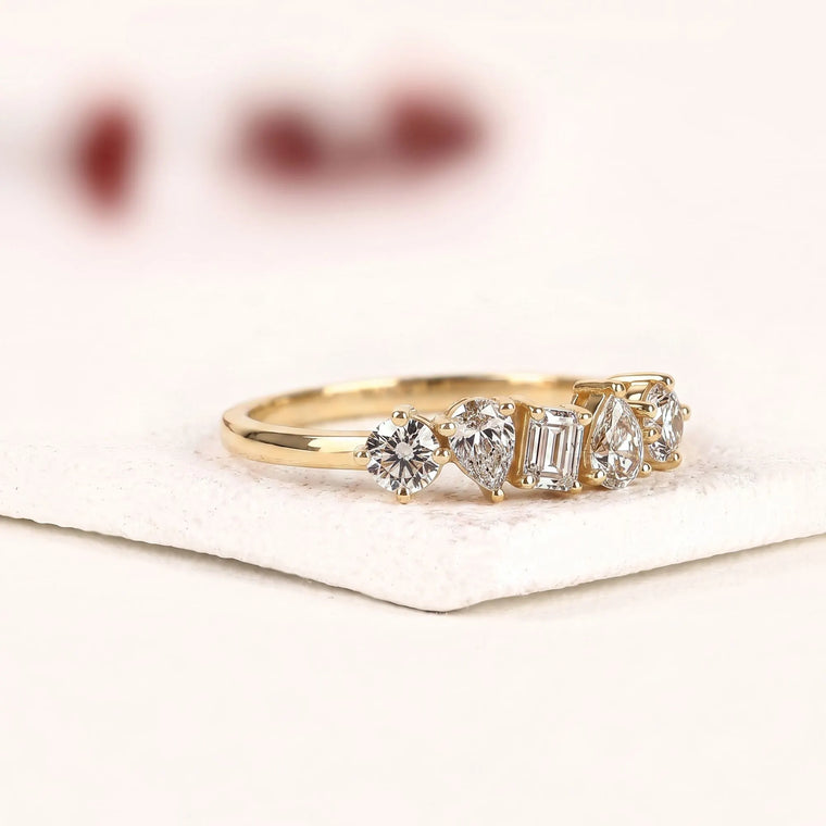 Mixed Shape Seven Stone Lab Diamond Anniversary Band Ring For Women - view 2