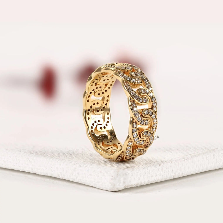 Vintage Scroll Moissanite Filigree Eternity Band - view 2