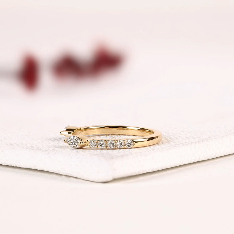 Open Gap Marquise & Round Lab Diamond Wedding Band - view 2