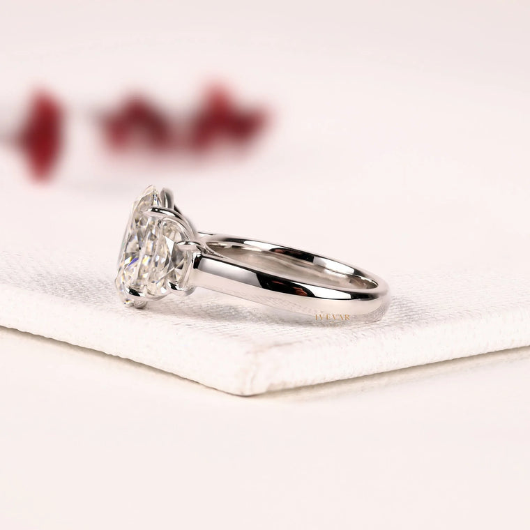 Trilogy Oval Cut Moissanite Engagement Ring - view 2