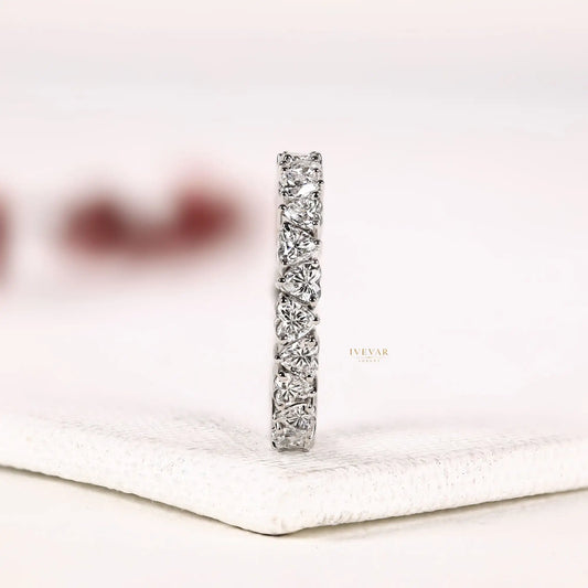 Heart Shape Moissanite Diamond Full Eternity Stacking Band