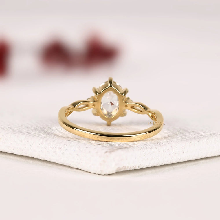 Oval Rose Cut Twisted Infinity Moissanite Engagement Ring - view 2