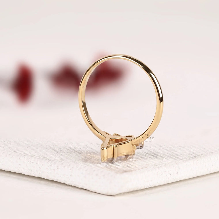 Antique Kite Shape Lab Diamond Engagement Ring - view 2