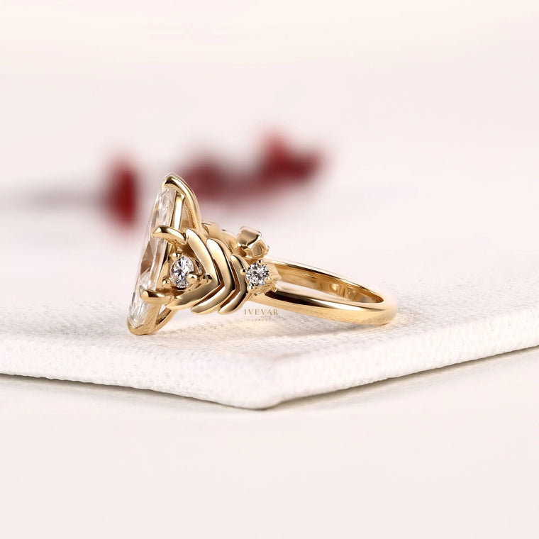 Nature Inspired Marquise Cut Moissanite Engagement Ring - view 2