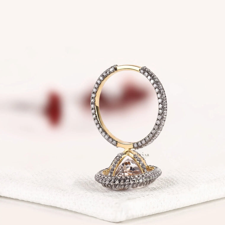 Double Halo Oval Cut Lab Diamond Hidden Halo Engagement Ring - view 2