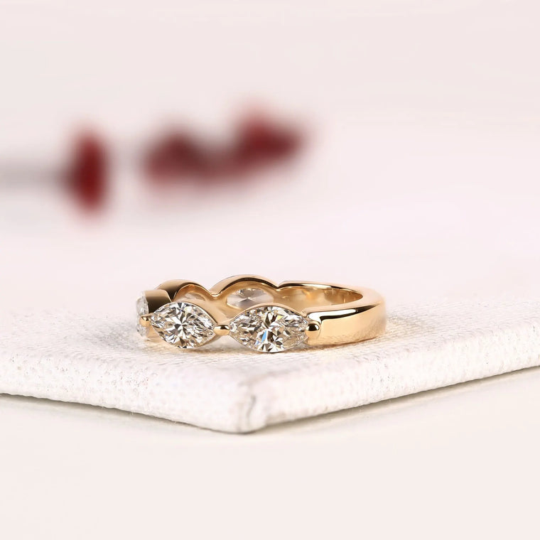 East West Marquise Cut Moissanite Eternity Wedding Band - view 2