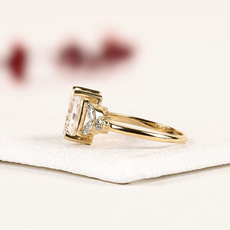 Radiant Cut Cluster Moissanite Engagement Ring - view 2