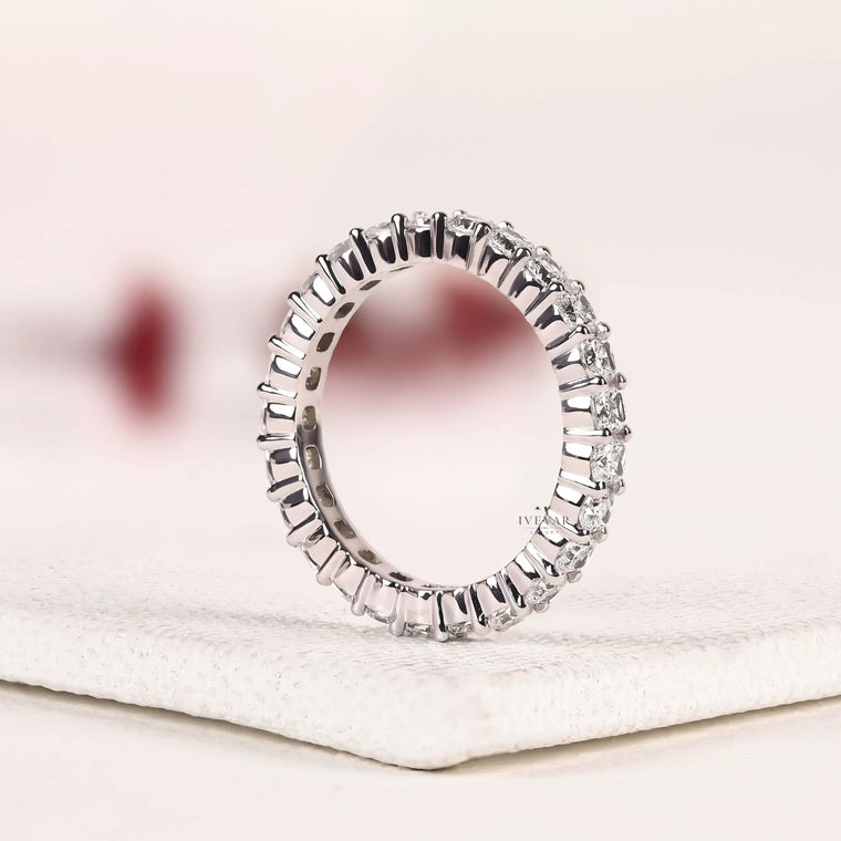 Round Cut Moissanite Full Eternity Wedding Band - view 2