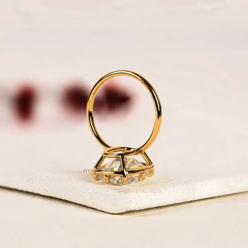 Cushion Cut Lab Diamond Solitaire Gold Engagement Ring